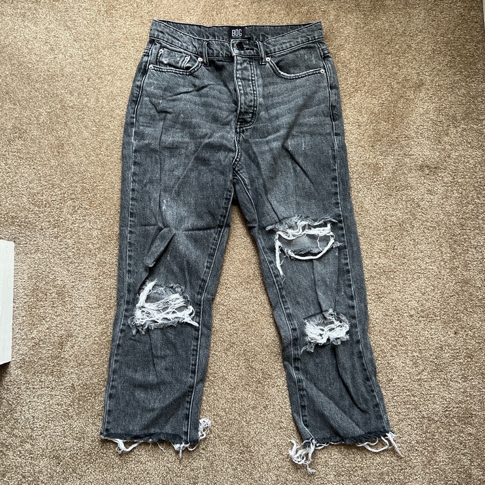 Black Ripped BDG Slim Straight Jeans
